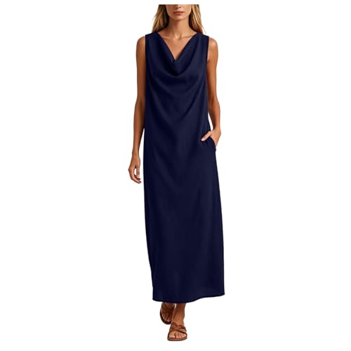 Robe lin et coton respirante avec poches coupe trapeze ample