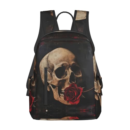 Sac à dos pour homme et femme léger avec motif rose rouge pour voyage
