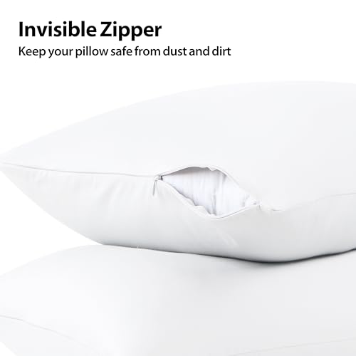 Image of 100% Cotton Toddler Pillow Protectors with Invisible Zipper, 600 Thread Count Sateen Wave Soft Breathable Hypoallergenic Nursery Pillowcases for Kids, 13x18 Inches, Set of 2