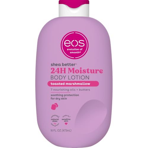 Image of eos Shea Better Body Lotion Toasted Marshmallow, 24-Hour Moisture Skin Care, Lightweight & Non-Greasy, Natural Shea Butter, Vegan, Moisturizing Body Lotion for Dry Skin, 16 fl oz