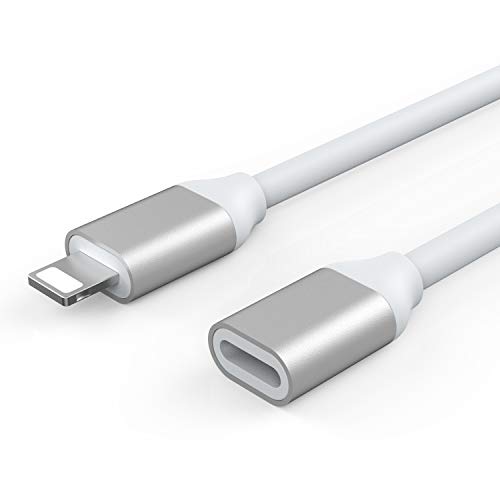 EMATETEK Extender Cable Connector Female to Male Pass Audio Video Music Data and Power Charge. 1PCS 3Ft Female to Male Extension Cable Made of White TPE and Sliver Aluminum.