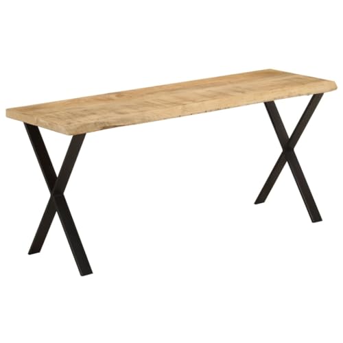 vidaXL Banco con Borde Natural, Mueble de Comedor, Banca Decorativa, Asiento para Recibidor Entrada Salón Pasillo, Madera de Mango Maciza