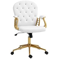 Vinsetto Office Chair, Swivel Desk Chair, Velvet Vanity Chair with Adjustable Height and Rolling Wheels for Home Work Study, Cream White