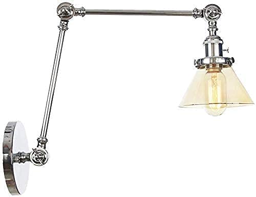 Aplique industrial de metal cromado y cristal de cono ámbar con acabado premium Gir Lighting
