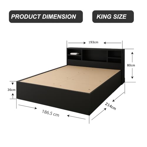 Image of Callas Trinity King Size Bed Engineered Wood with Box,Modern Design with Headboard with Box | Elegant Finish | Durable Structure | 1 Year Warranty with Free Installation