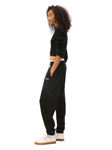 Tommy Jeans Women's Relaxed Script Logo Jogger Sweatpants, with Drawstring Ties4