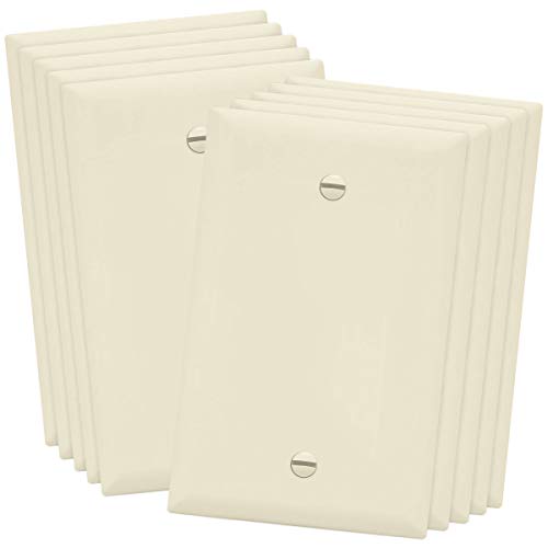 Image of ENERLITES 10 Pack Mid-Size Blank Wall Plate Cover, 1-Gang, Light Almond | Medium size 4.88 inch x 3.11 inch, cover unused electrical box /outlet /switch, unbreakable polycarbonate, UL-listed, easy to install