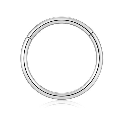 1 Piece 5MM 18G Silver Hoop Face Nose Rings for Women Men Hinged 316L Stainless Steel Spetum Ring for Helix, Cartilage, Daith, Snug, Tragus, Anti-Tragus