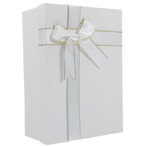 CHILDWEET Elegant Ribbon Bowknot Decor Rectangular Keepsake Box Holiday Party Wrapping Box Present Case