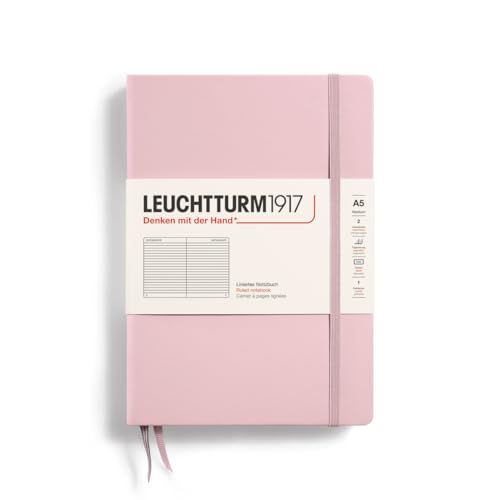 Image of LEUCHTTURM1917 - Notebook Hardcover Medium A5-251 Numbered Pages for Writing and Journaling (Powder, Ruled)
