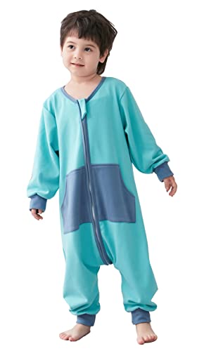 Chilsuessy Baby Ganzjahres Schlafsack mit Beinen 1.5 Tog Kinder Schlafsack mit Füße Unisex Kleine Kinder Schlafanzug Baby Strampler, Blau, XXL/Baby Höhe 115-125cm Cover