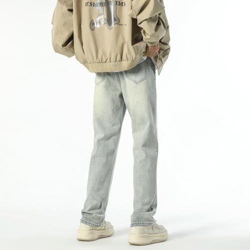 Jeans Pants Trouser Denim Spring and Autumn High Street Elastic Crepe Cat Beard Designer Men's Classic Versatile Long3