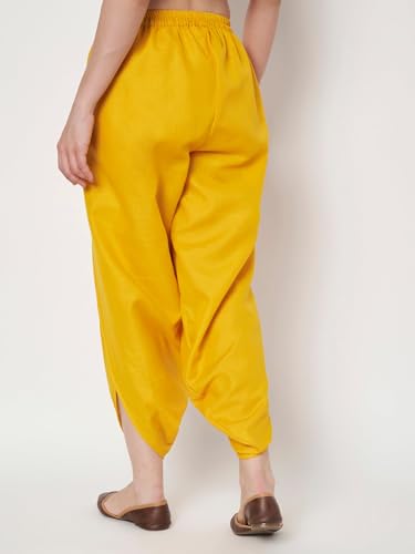 Image of 9rasa Women's Cotton Solid Harem Dhoti Pants for Casual FusionWear Workwear