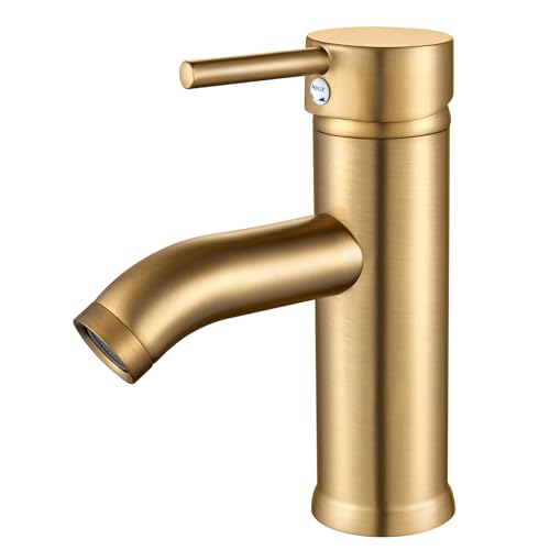 kisimixer Wasserhahn Bad Gebürstetes Gold Waschtischarmatur, Armatur...