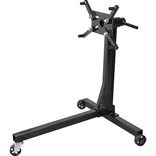 Big RED AT23401BR Engine Stand,3/8 Ton (750 LBs) Capacity, Steel Rotating Engine Motor Stand with 360 Degree Adjustable Head,3-Caster,4 Adjustable Arms, for Vehicle Maintenance, Auto Repair, Black
