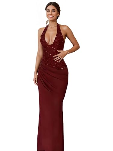 Image of Glitter Sequin Prom Dress for Bachelorette,Birthday,Holiday | Elegant Fully Lined Sparkly Rhinestone Long Dresses for Women Birthday /Formal Galas /Wedding Guest /NYE /Homecoming