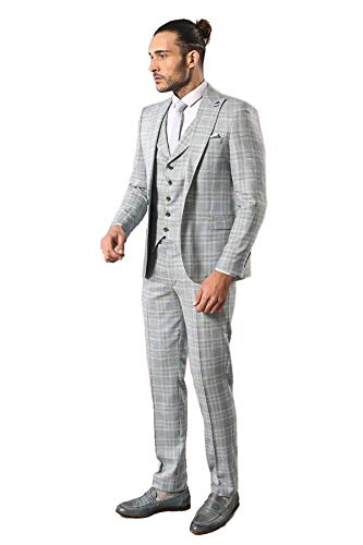 Combinaison bleu clair carreaux homme Wessi taille 46 fini les fautes de goût