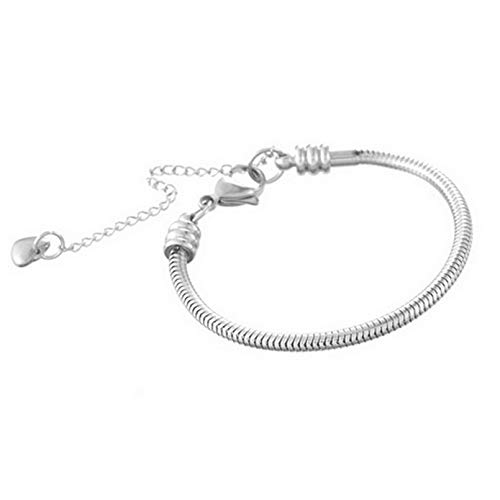 Women Moments Slider Charms Bracelet 3mm Stainless Steel Snake Chain Bracelet fits Standard Size Charm Beads, 5-12 Inch4