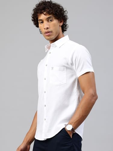Image of Majestic Man Men Slim Fit Pure Cotton Solid Half Sleeve Casual Shirt