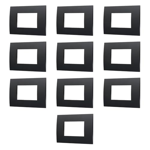 CONFEZIONE DA 10 PLACCHE IN TECNOPOLIMERO, COMPATIBILE CON VIMAR ARKE', 3 MODULI/POSTI, COLORE NERO, RETTAGOLARI, SQUADRATE, ALTA QUALITA', DESIGN ELEGANTE E MODERNO, PER INTERRUTTORI/PRESE