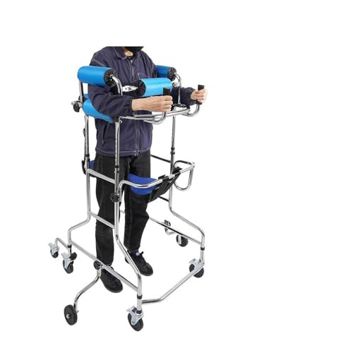 Andador con asiento y 8 ruedas, freno de mano vertical para rehabilitación de hemiplejía, altura y ancho ajustables, capacidad de carga de 150 kg
