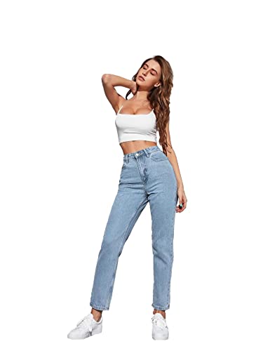 KOTTY Women High Rise Cotton Lycra Blend Ankle Length Jeans Sky Blue, 30