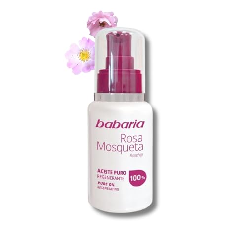 Babaria - Aceite de Rosa Mosqueta Puro 100% - 50ml | Acción Antiestrias y Capacidad Regeneradora de Cicatrices | Hidratante corporal y Facial | Vegano
