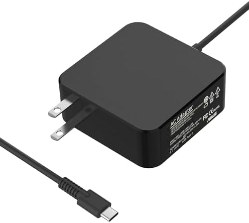 65W USB C AC Charger Fit For Asus Zenbook Duo UX8406 UX8406MA UX325 UX425 UX435 UX363 UX393 UX371, Fit For Chromebook Enterprise Flip CX5 CM1 CB5400 CB5500 CB5500FEA Laptop Power Supply