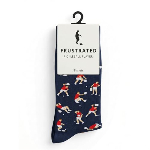 feetopia Socks with Frustrated Pickleball Player Design Ideal Picklebal Gift for Men 1 Pair Per Pack Size 8-13