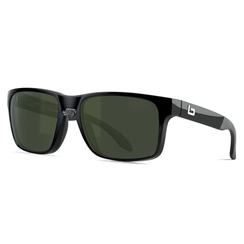 B.N.U.S Experience Unparalleled Visual Clarity – Corning Glass Lenses Polarized Sunglasses for Men and Women(Black/G-15 Polarized)