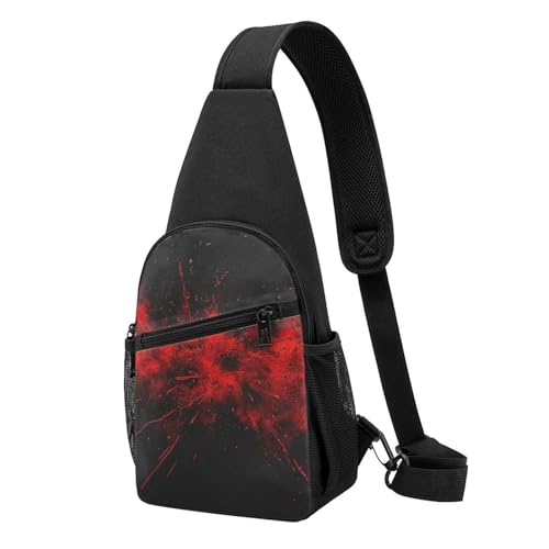 Sac à dos à bandoulière rouge et noir imprimé unisexe léger