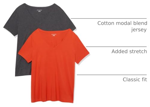 Image of Amazon Essentials Women's Plus Size Short-Sleeve V-Neck T-Shirt