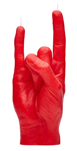CandleHand Vela gesto de mano YOU ROCK – Tamaño grande de la mano real 20 x 8 x 7,5 cm – Estatua hecha a mano – Decoración del hogar – Cumpleaños, oficina, regalo de inauguración de la casa (Rojo)