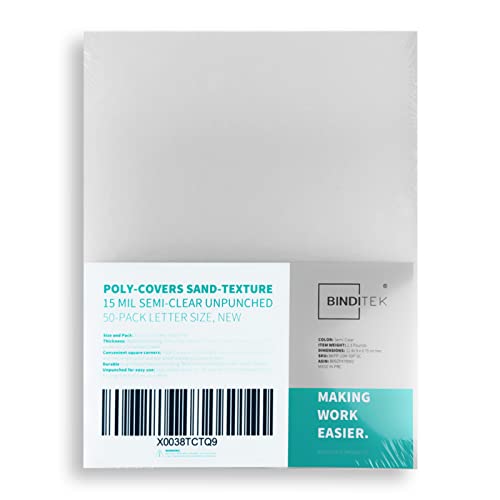 Image of Binditek 15 Mil Binding Covers, 8.5x11 Inches, Semi-Transparent, 50 Pack