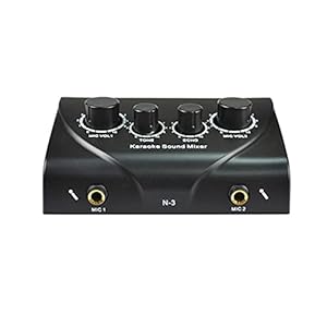 PFDTS Draagbare Dual Mic-input Audio Sound Mixer for versterker & microfoon Mixer Black