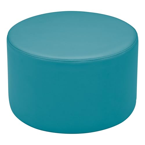 Factory Direct Partners FDP Pro Series 18" Round Accent Ottoman (12" Height) Hand Upholstered Commercial Furniture for Hotel Lobby, Office, Restaurant and More Seating, Footstool, Table Use - Teal
