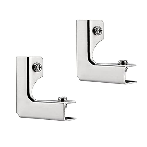 Hoopever Glass Clamp, 2 Pcs Stainless Steel Glass Connector, L Shape, 5-10mm Thickness, Silver