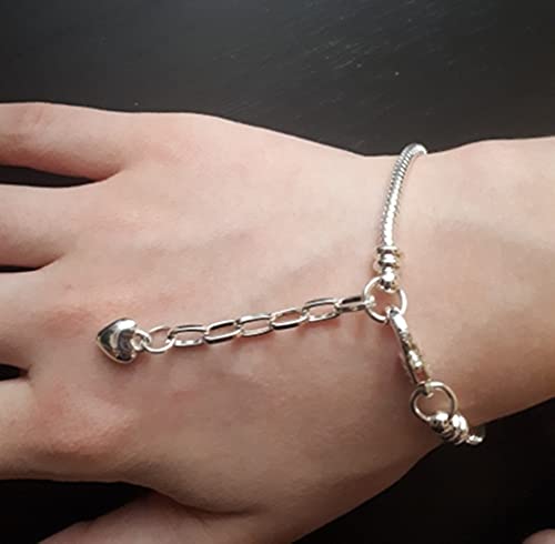 Yeshan 5Pcs Women Silver Plated Snake Chain Charm Bracelet Starter With Classic Bead Lobster Clasp Fits All Chamilia Troll Biagi Beads,6.7Inch #TOP1