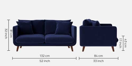 Image of Rejol Velvet 2-Seater Sofa Luxurious Comfort for Living Rooms and Offices (Navy Blue, 2 Seater)