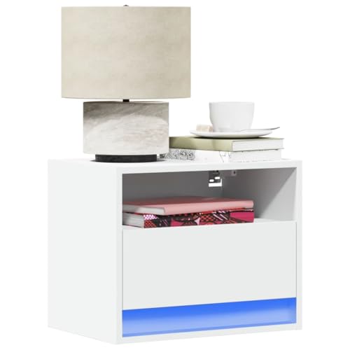 Juroupi Mesita de Noche de Pared con Luces LED mesillas de Noche mesita Flotante Dormitorio Mesa de Noche Blanco - 852061