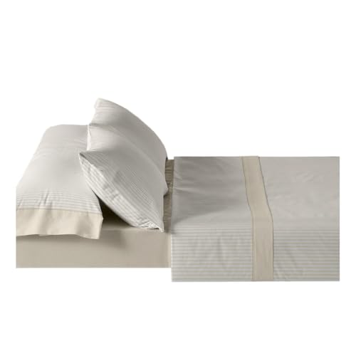 Belnou - Rayas Juegos de Sábanas de 3 Piezas en Franela Color: Piedra Talla: 90