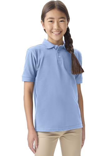 Image of Classroom School Uniforms for Boys and Girls Short Sleeve Pique Polo | Unisex Youth Shirt, Matching Ribbed Collar, Banded Sleeves, Three-button Placket, Comfortable Fit, School Uniform Essential