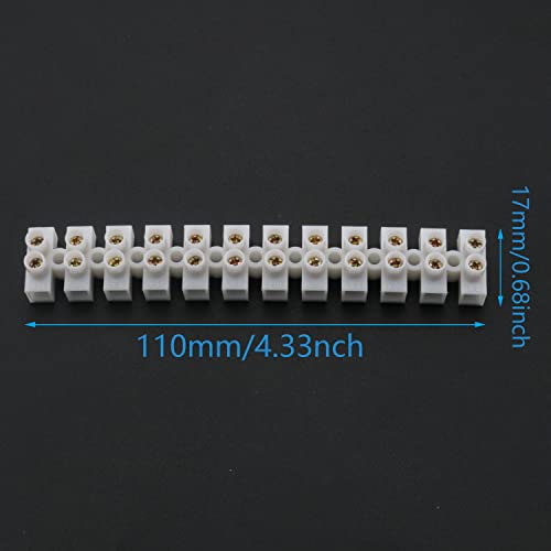 Terminal Strip Zczqc 5Pcs 10A 380V 12 Position Double Row Terminal Barrier Strip Screw Terminal Block For Small Home Projects And Electrical Diy 12-Position Terminal Barrier Block #TOP1