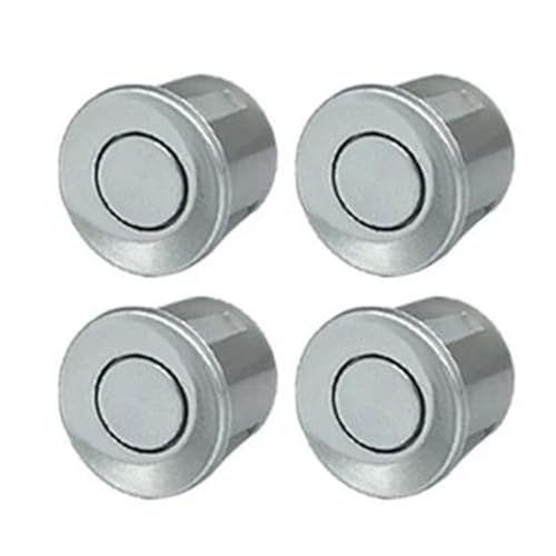 Sensor De Aparcamiento Delantero Y Trasero Kit Sensor Estacionamiento para Automóvil 22 Mm, 4 Sensores, Zumbador, Radar Marcha Atrás, Indicador Alerta Sonora, Sonda 12 V(Plata)