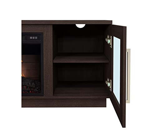 Cheerway 3D Fireplace Tv Stand For Tvs Up To 65’’, Wooden Media Entertainment Center Table & Tv Cabinets W/ 6 Storage Shelves & Barn Door, Electric Fireplace W/Remote Control & Adjustable Flame #TOP6