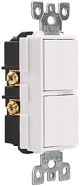 Wengart Duplex Rocker Combination Decorator Switch,120-277VAC 15A,Ground Terminal,Residential/Commercial Grade,2 Individual Switches,UL Listed,Pack of 1,White