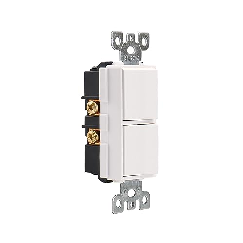 Wengart Duplex Rocker Combination Decorator Switch,120-277Vac 15A,Ground Terminal,Residential/Commercial Grade,2 Individual Switches,Ul Listed,Pack Of 1,White #TOP2
