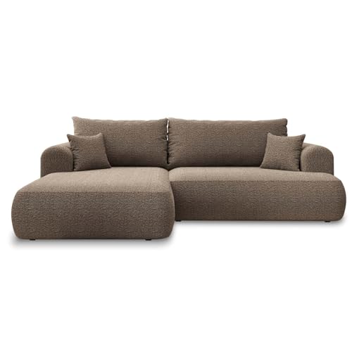 INTENSE DECO Canapé d'angle Gauche Convertible Velaro Bouclette Taupe