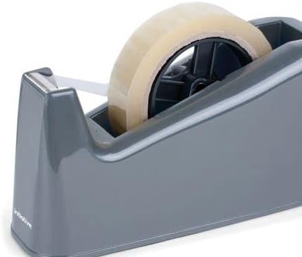 Heavy Duty Office Tape Dispenser Weighted Non-Slip Base Desk Pack Holder Grey 25mm