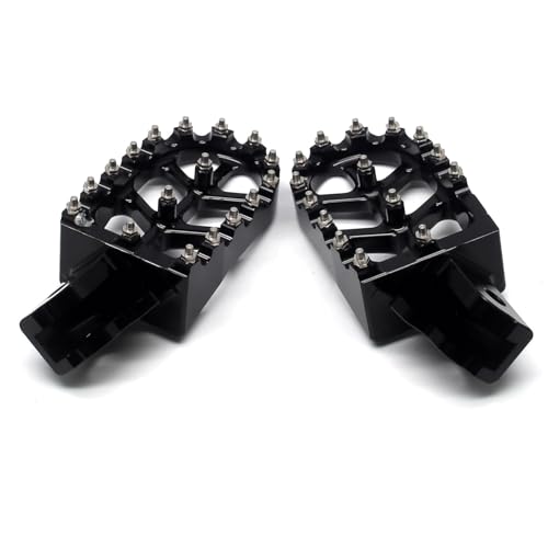 Image of MZS Dirt Bike Foot Pegs for CRF125F 2014-2024, CRF110F 2013-2024 | Black CNC Aluminum Alloy Footrest, Skeleton Grid Wide Footpeg, Non-Slip Stainless Steel Foot Pins, Rust & Corrosion Resistant